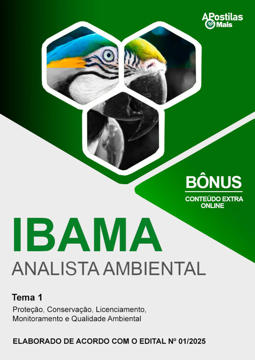 Apostila ANALISTA AMBIENTAL - TEMA 1 - PROTEÇÃO - CONSERVAÇÃO - LICENCIAMENTO - MONITORAMENTO E QUALIDADE AMBIENTAL - IBAMA 2025