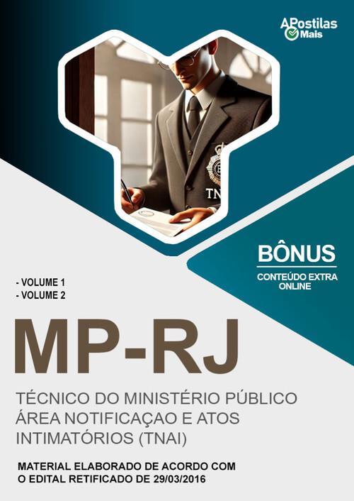 Apostila TÉCNICO DO MINISTÉRIO PÚBLICO - ÁREA NOTIFICAÇÃO E ATOS INTIMATÓRIOS (TNAI) -  MP RJ 2019